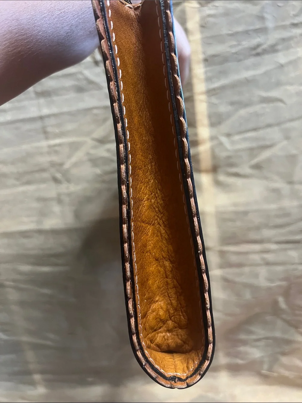 Vintage Pratesi Firenze Italian Leather Clutch Bag Cognac Brown